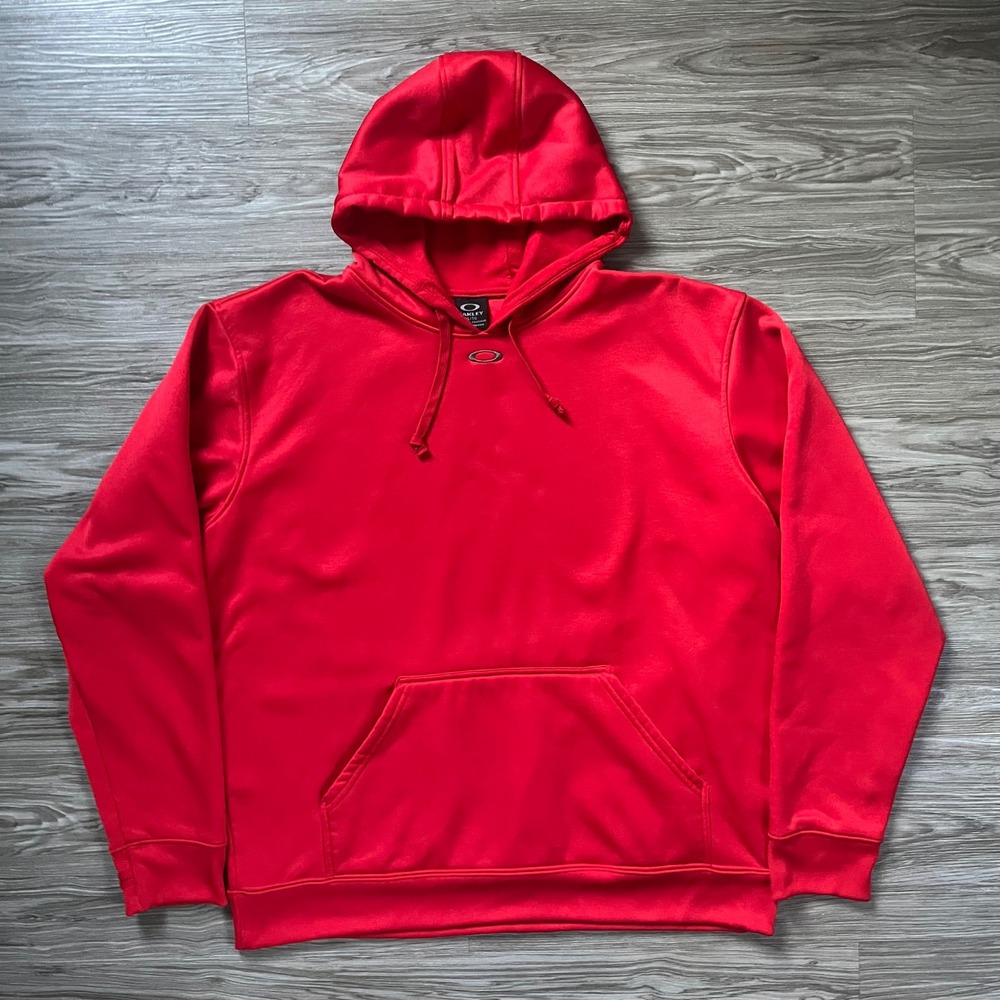 Oakley Mens XL Red Ellipse Logo Performance Fleece Hoodie Pullover 471502OCB